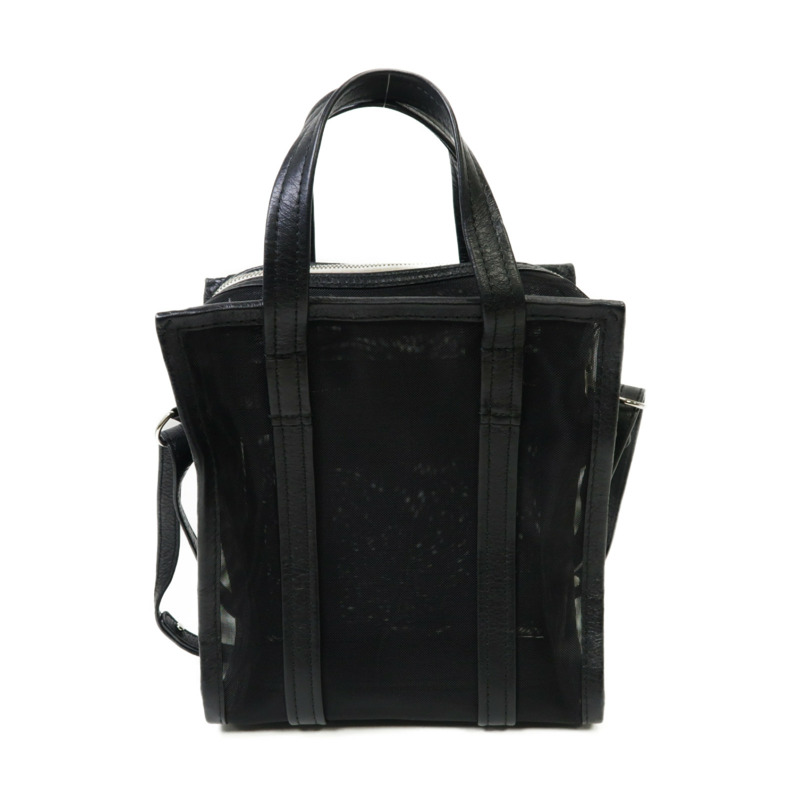 BALENCIAGA 聚酯纖維2way Shoulder Bag銀扣手挽肩背兩用袋黒色-1