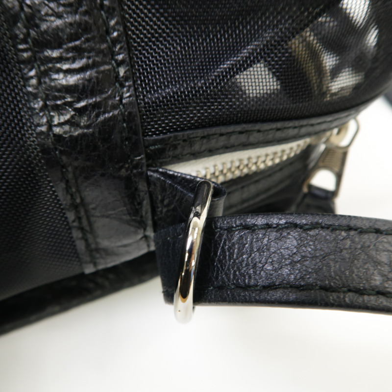 BALENCIAGA 聚酯纖維2way Shoulder Bag銀扣手挽肩背兩用袋黒色-13