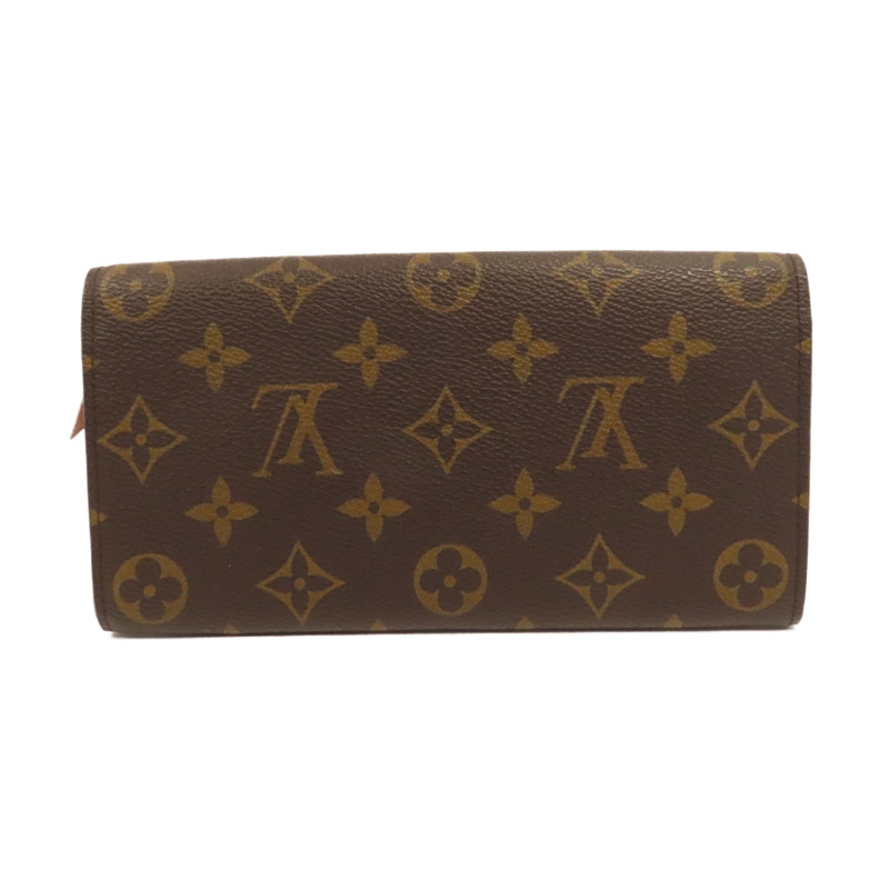 LOUIS VUITTON Monogram Emilie Wallet金扣長錢包啡色/粉紅色-1