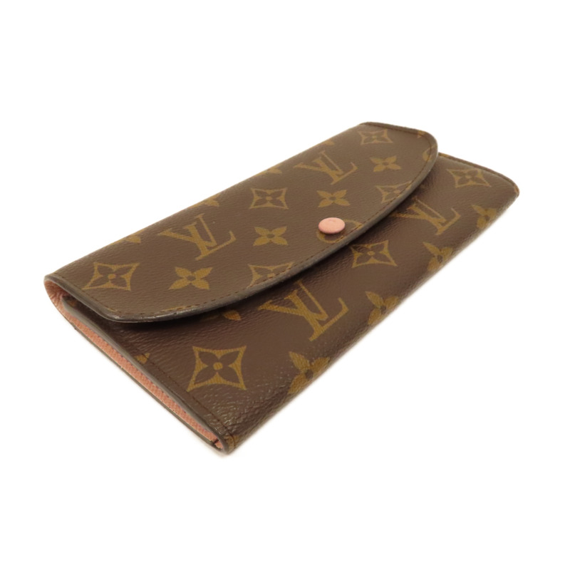 LOUIS VUITTON Monogram Emilie Wallet金扣長錢包啡色/粉紅色-2