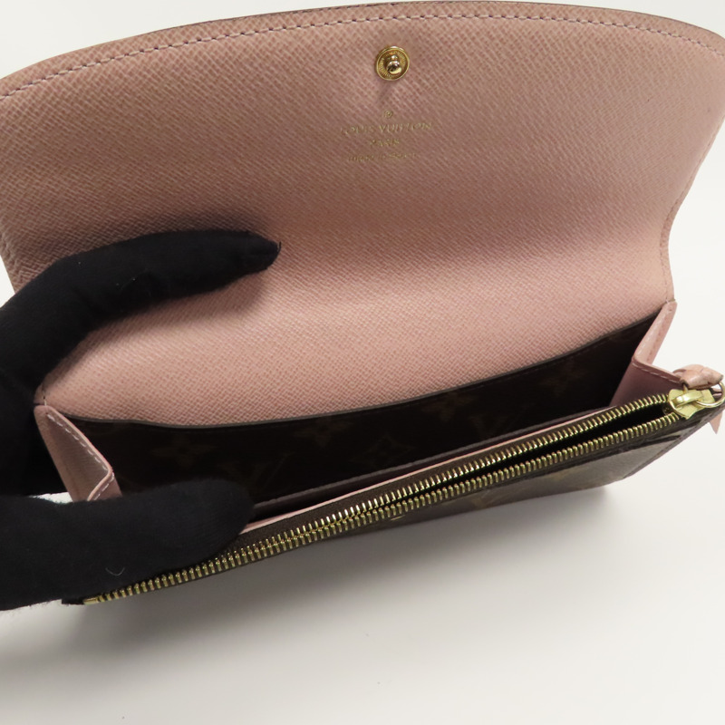 LOUIS VUITTON Monogram Emilie Wallet金扣長錢包啡色/粉紅色-4
