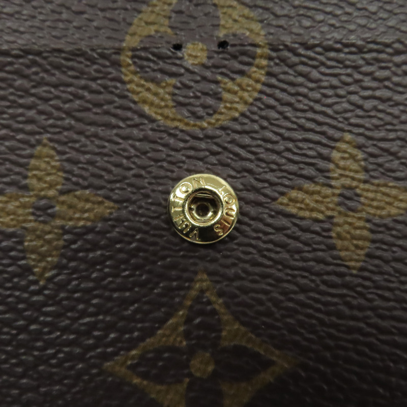 LOUIS VUITTON Monogram Emilie Wallet金扣長錢包啡色/粉紅色-8