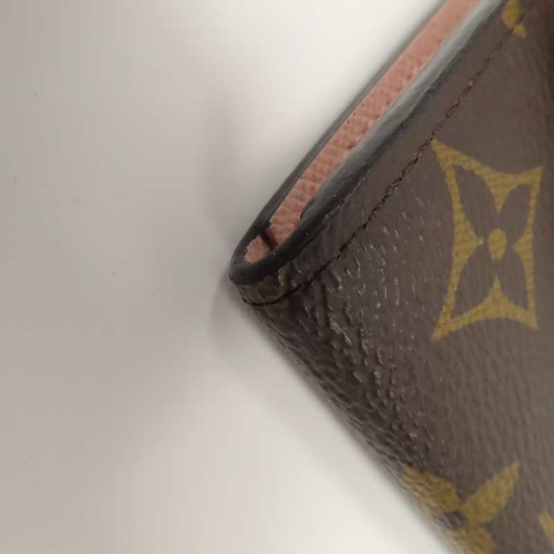 LOUIS VUITTON Monogram Emilie Wallet金扣長錢包啡色/粉紅色-9
