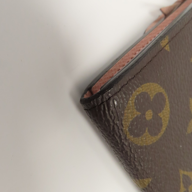 LOUIS VUITTON Monogram Emilie Wallet金扣長錢包啡色/粉紅色-11