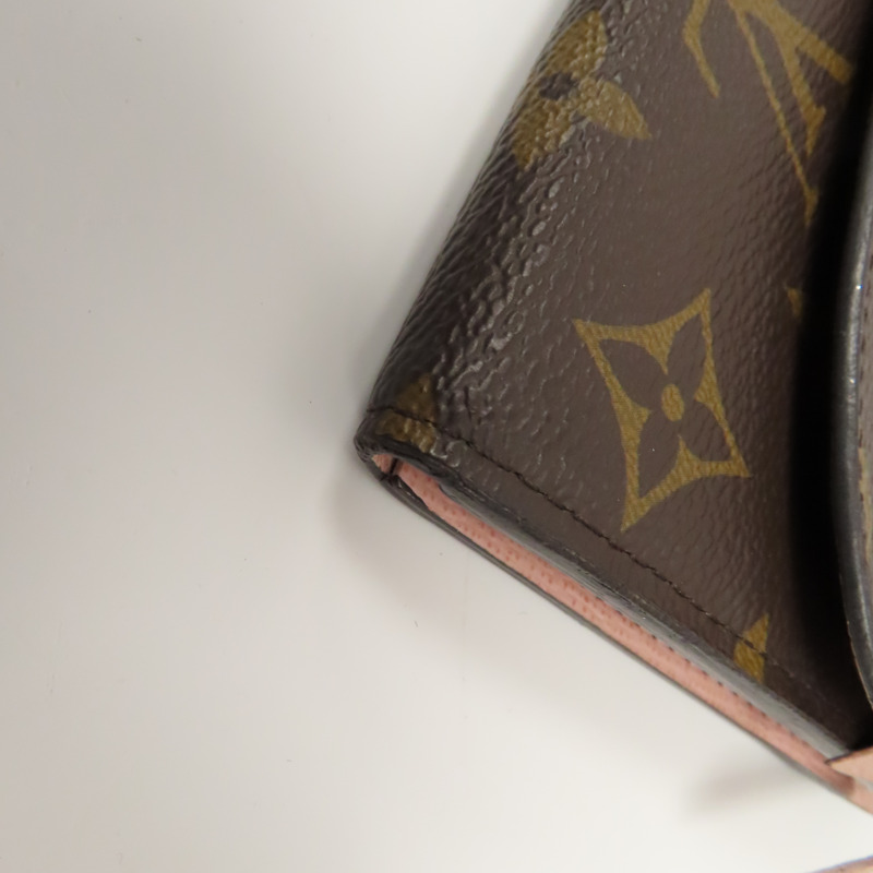 LOUIS VUITTON Monogram Emilie Wallet金扣長錢包啡色/粉紅色-12