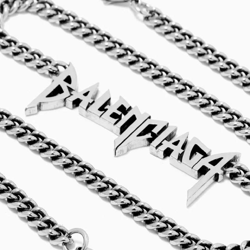 巴黎世家 文字造型項鍊 TYPO METAL NECKLACE IN SILVER-1