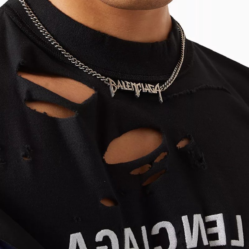 巴黎世家 文字造型項鍊 TYPO METAL NECKLACE IN SILVER-3