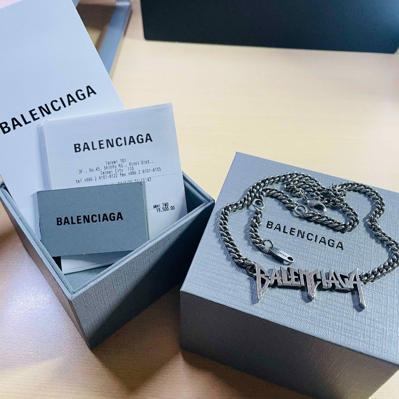 巴黎世家 文字造型項鍊 TYPO METAL NECKLACE IN SILVER-5