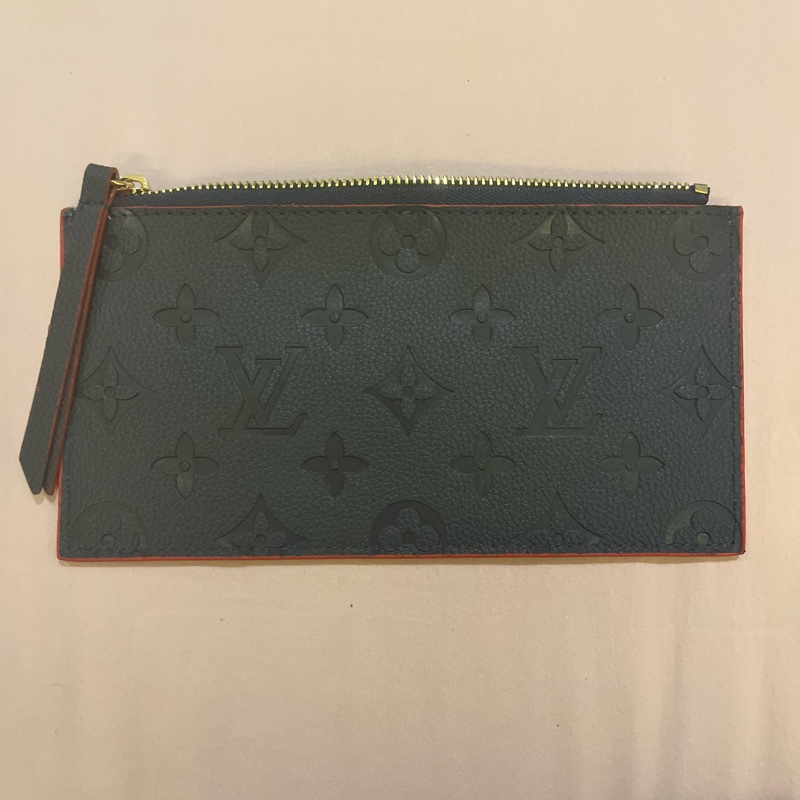 LV 路易威登 海軍藍 紅邊 雙拚色 皮革 壓紋 三合一 金鍊 信封 WOC包 M64099 鏈子包 單肩包-3