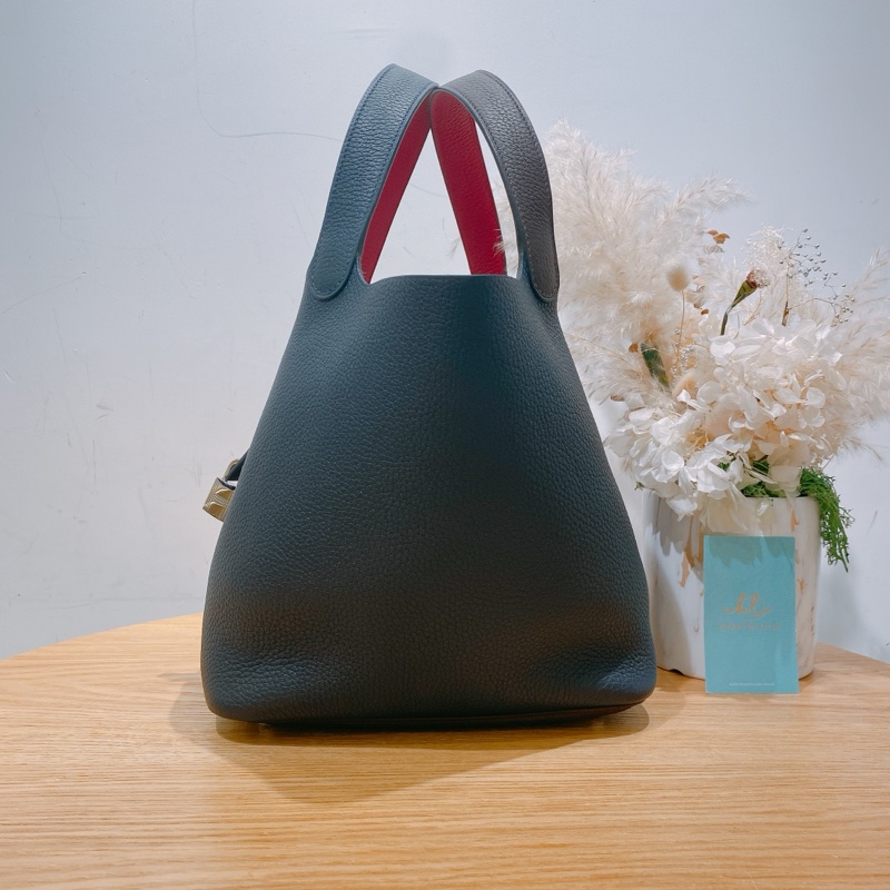 HERMES 愛馬仕中號菜籃子三拼色手拿包包PICOTIN 22 TC-2