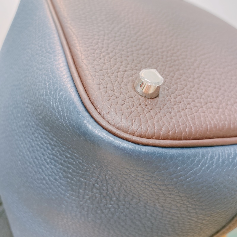 HERMES 愛馬仕中號菜籃子三拼色手拿包包PICOTIN 22 TC-5