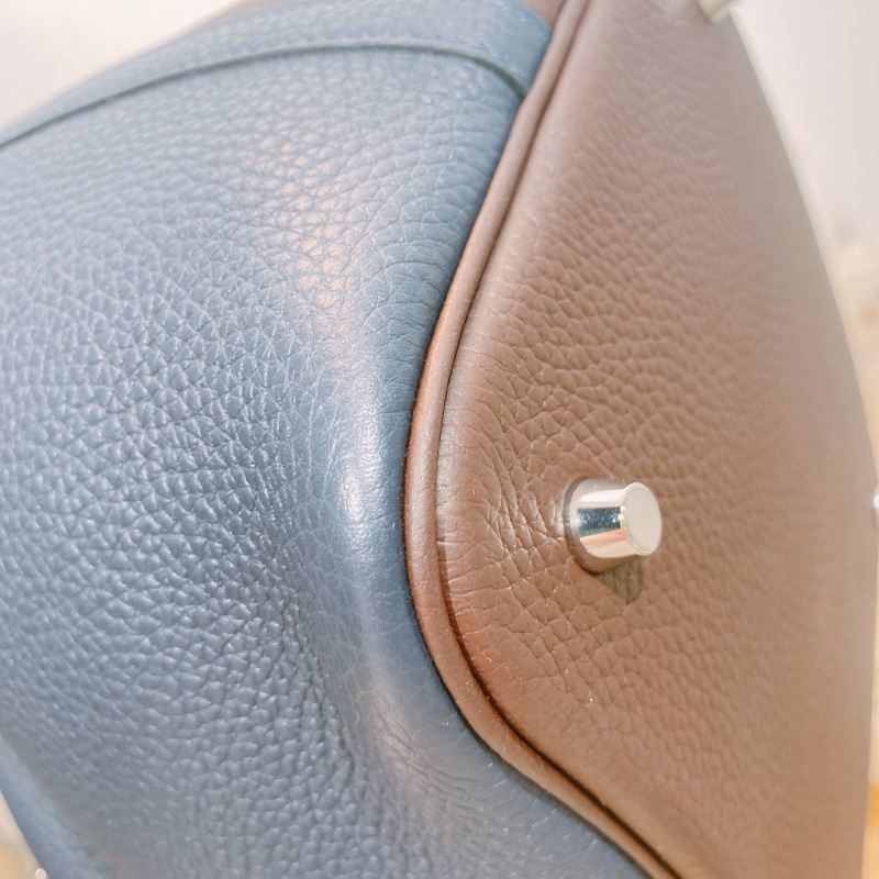 HERMES 愛馬仕中號菜籃子三拼色手拿包包PICOTIN 22 TC-7