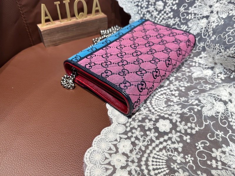Gucci GG Marmont Multi Colour Chain Crossbody Bag老花拼色布面鏈條包 woc-9