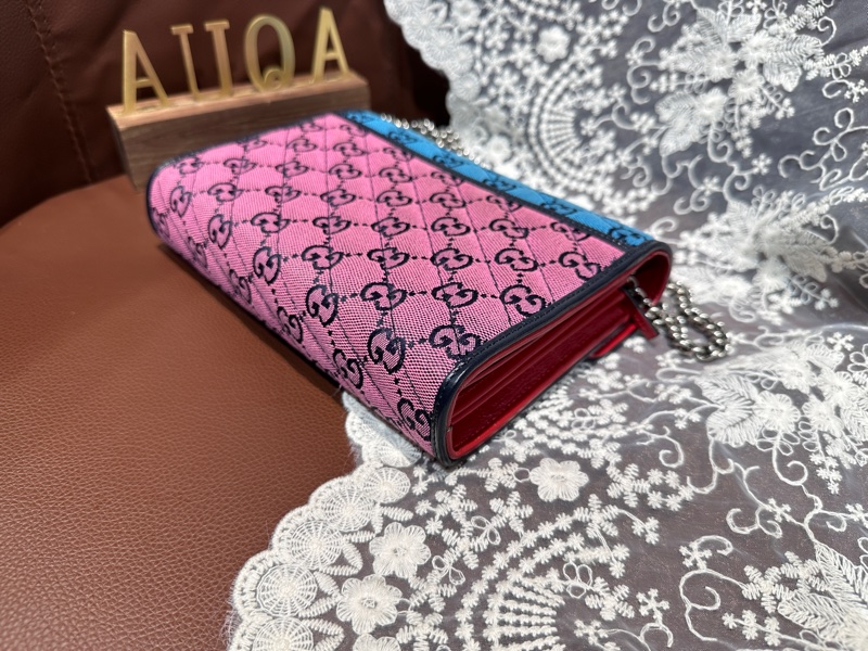 Gucci GG Marmont Multi Colour Chain Crossbody Bag老花拼色布面鏈條包 woc-10