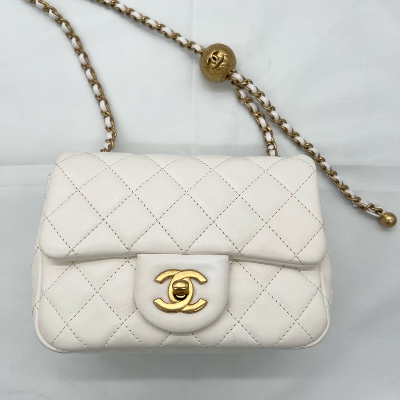 Chanel 白色金球方胖子 17cm-5