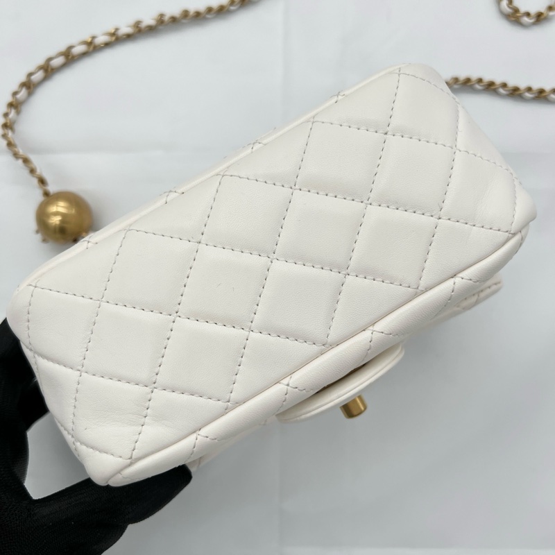 Chanel 白色金球方胖子 17cm-7