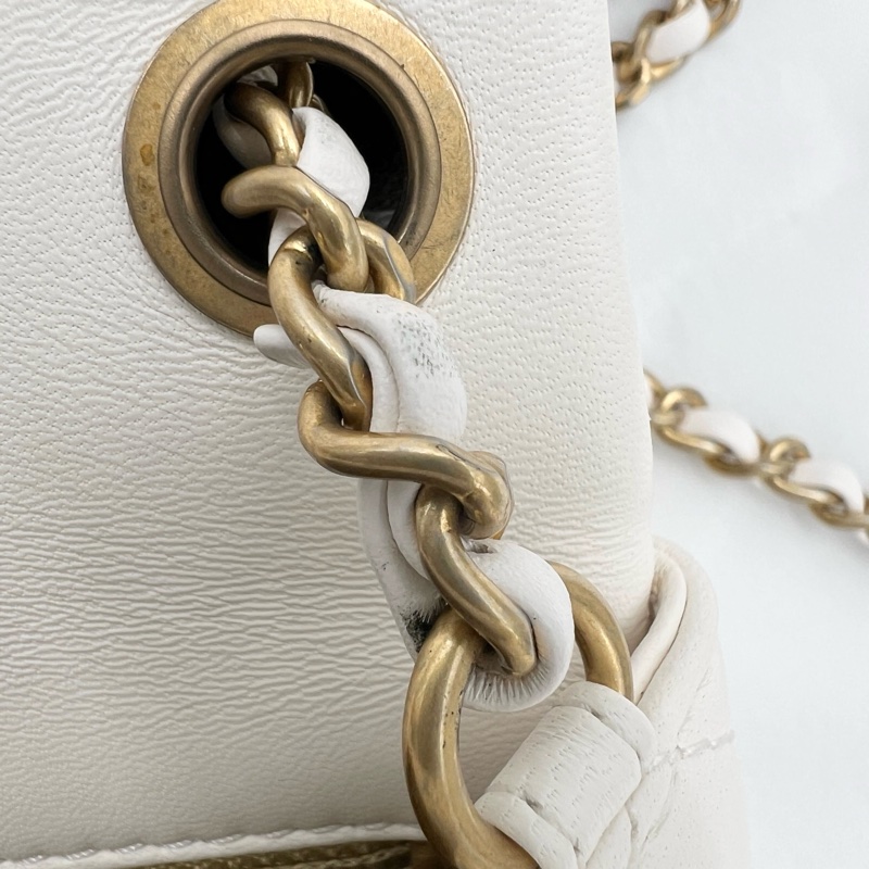 Chanel 白色金球方胖子 17cm-11