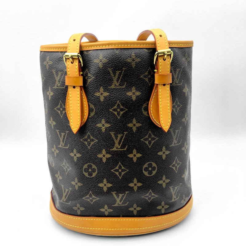 LOUIS VUITTON Bucket PM 經典老花水桶包，LV，肩背包，手提包，單肩包，二手真品，正品，現貨-0