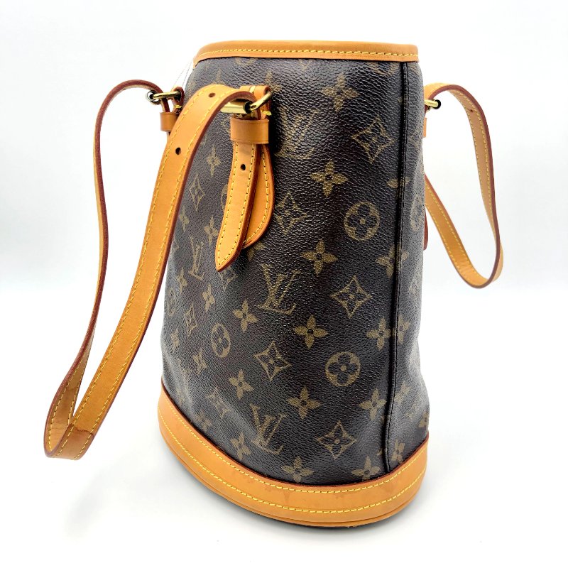 LOUIS VUITTON Bucket PM 經典老花水桶包，LV，肩背包，手提包，單肩包，二手真品，正品，現貨-5