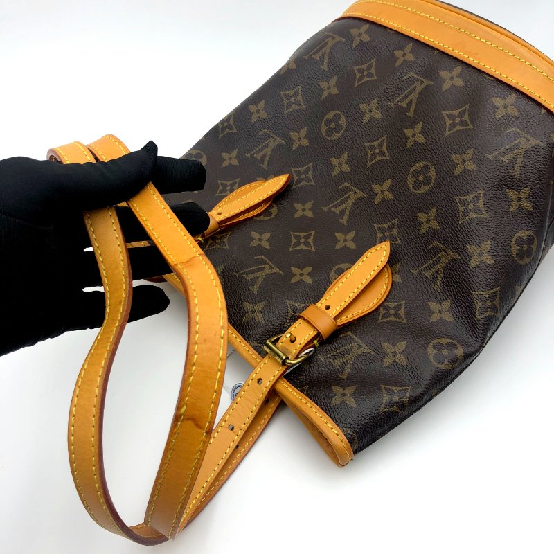 LOUIS VUITTON Bucket PM 經典老花水桶包，LV，肩背包，手提包，單肩包，二手真品，正品，現貨-21