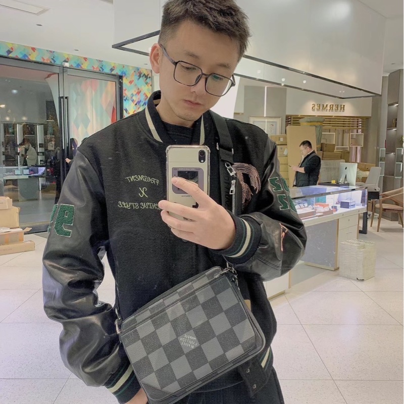 LV N50017 TRIO棋盤格LOGO Damier Graphite帆布男士三合一斜背郵差包(黑灰)  ⭕️晶片款⭕️近新閒置品⭕️-3