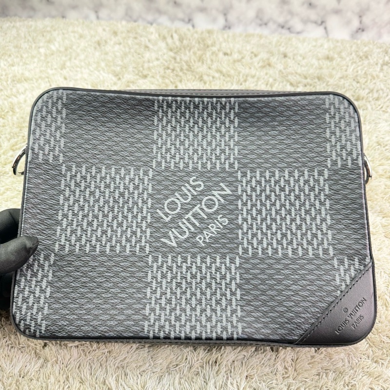 LV N50017 TRIO棋盤格LOGO Damier Graphite帆布男士三合一斜背郵差包(黑灰)  ⭕️晶片款⭕️近新閒置品⭕️-6