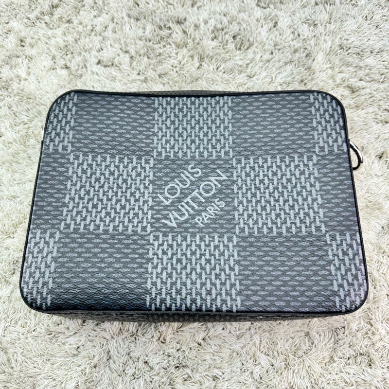 LV N50017 TRIO棋盤格LOGO Damier Graphite帆布男士三合一斜背郵差包(黑灰)  ⭕️晶片款⭕️近新閒置品⭕️-7