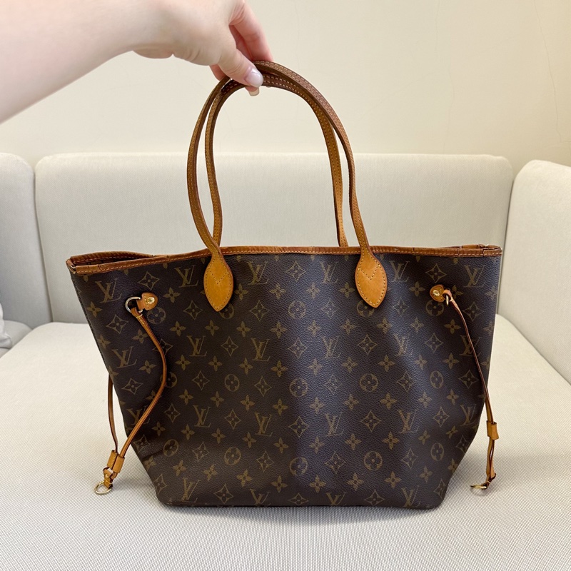 LV Neverfull LOGO Monogram花紋 帆布手提包 肩背包 中號-1