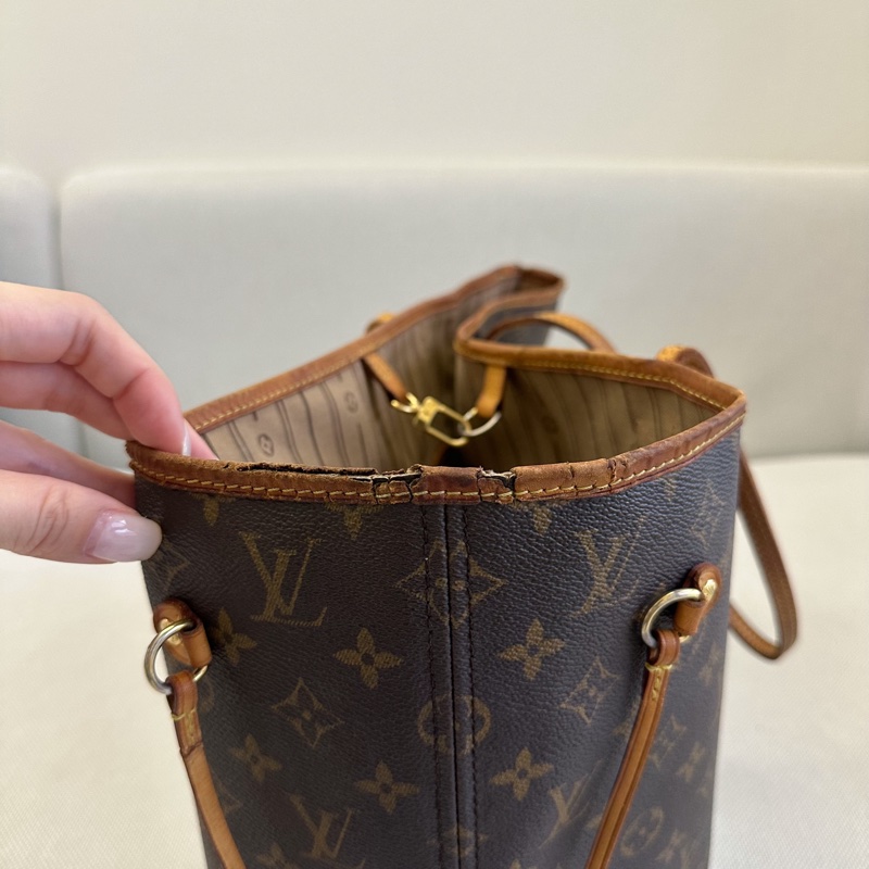 LV Neverfull LOGO Monogram花紋 帆布手提包 肩背包 中號-7