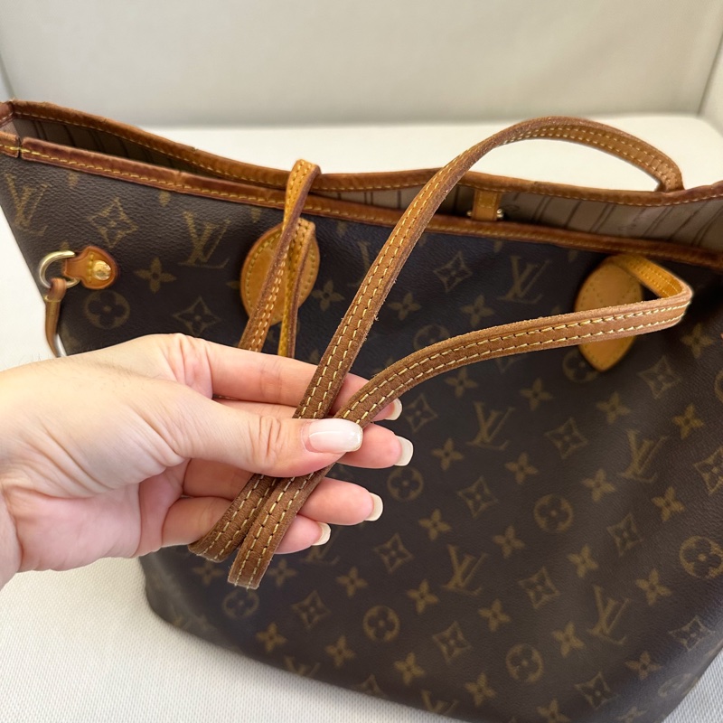 LV Neverfull LOGO Monogram花紋 帆布手提包 肩背包 中號-10