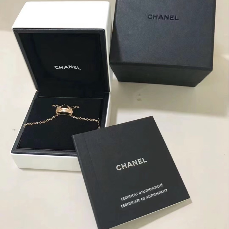 CHANEL COCO CRUSH菱格紋橫版 18K玫瑰金項鍊-0