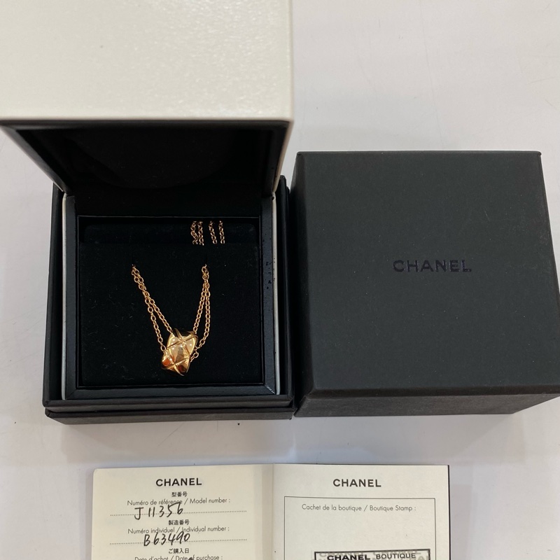 CHANEL COCO CRUSH菱格紋橫版 18K玫瑰金項鍊-2