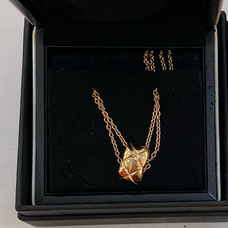 CHANEL COCO CRUSH菱格紋橫版 18K玫瑰金項鍊-5