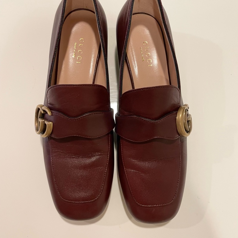 GUCCI經典皮鞋 復古酒紅 35.5-0
