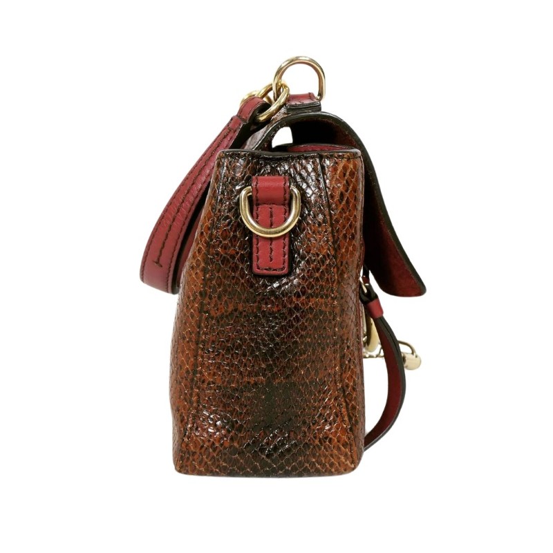 Chloe Mini Python Faye Day Bag 紅棕色蟒蛇皮迷你手提包-2