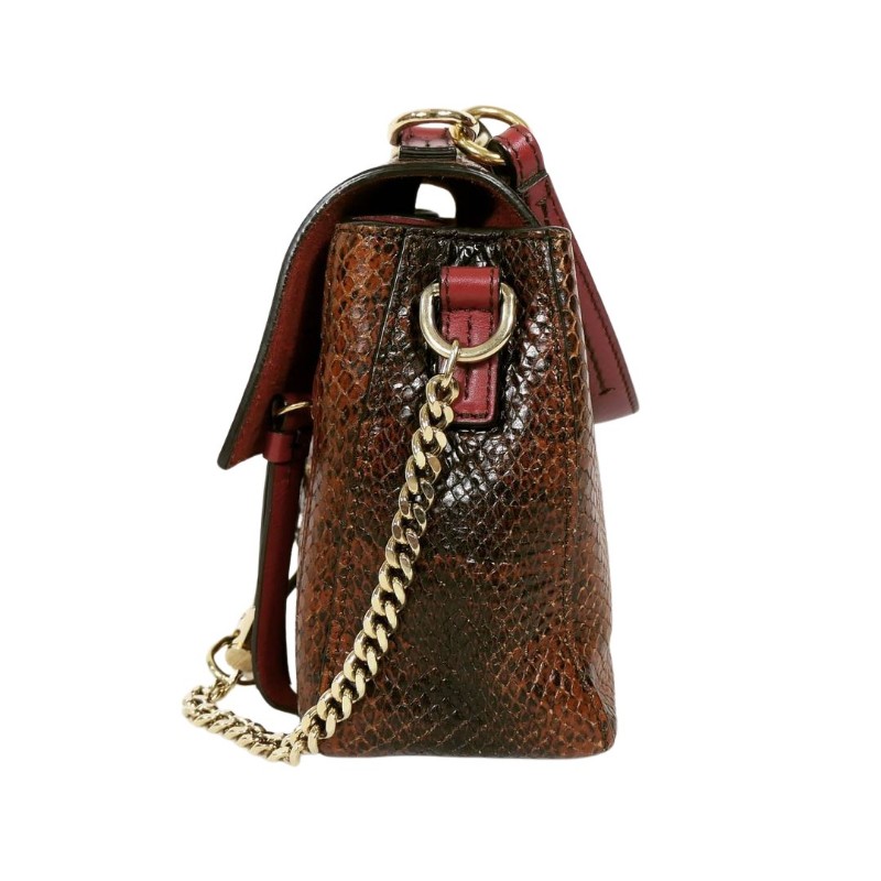 Chloe Mini Python Faye Day Bag 紅棕色蟒蛇皮迷你手提包-3