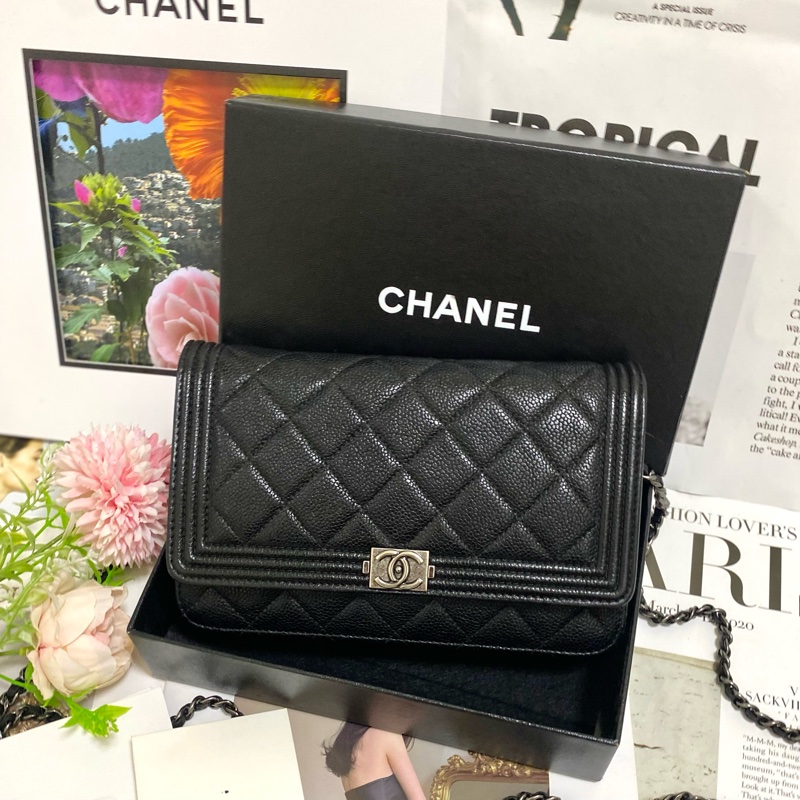 CHANEL BOY WOC荔枝皮 黑銀|PopChill 拍拍圈