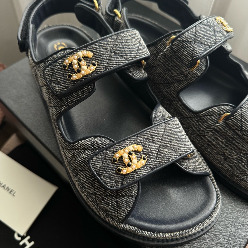 全新💫 CHANEL 單寧 牛仔老爹涼鞋（38碼）-1