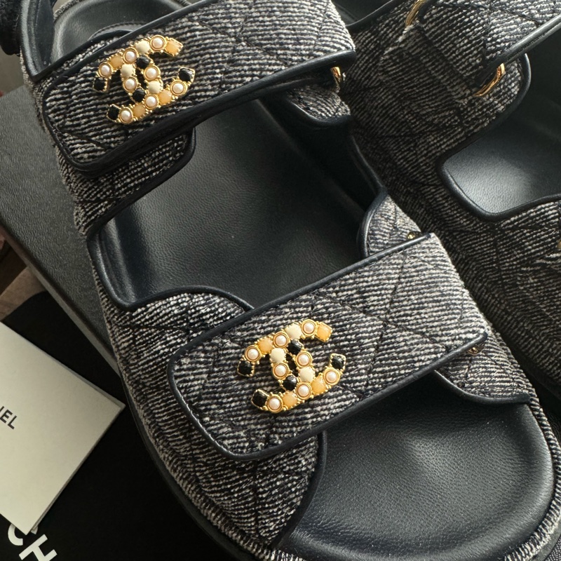 全新💫 CHANEL 單寧 牛仔老爹涼鞋（38碼）-2