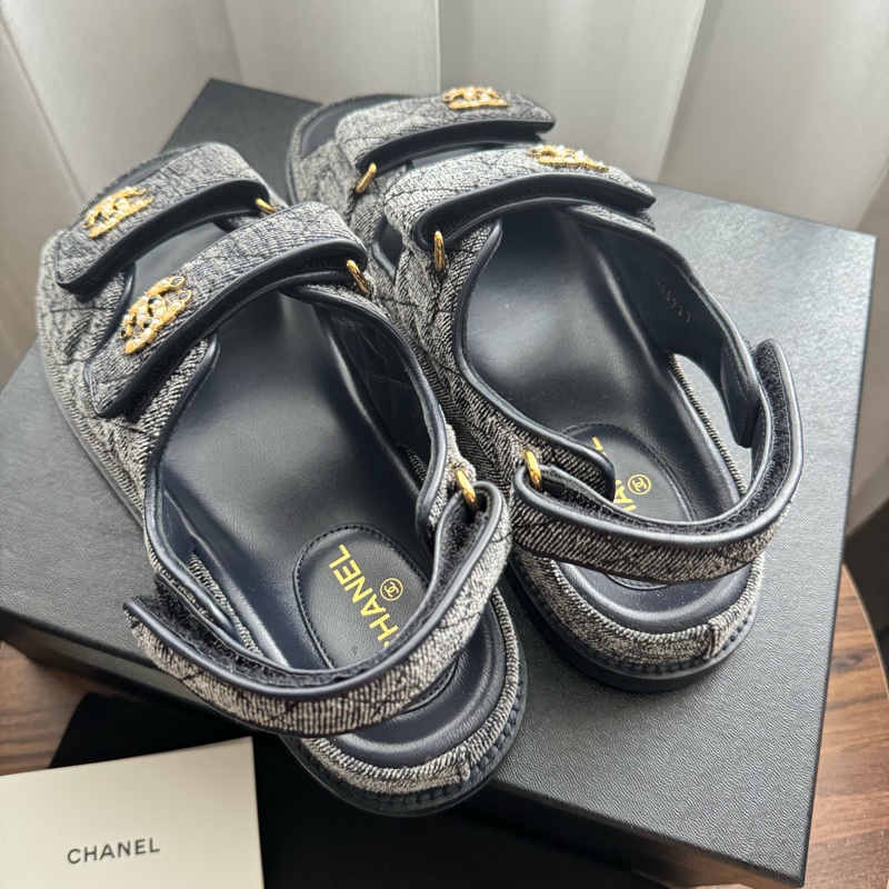 全新💫 CHANEL 單寧 牛仔老爹涼鞋（38碼）-4