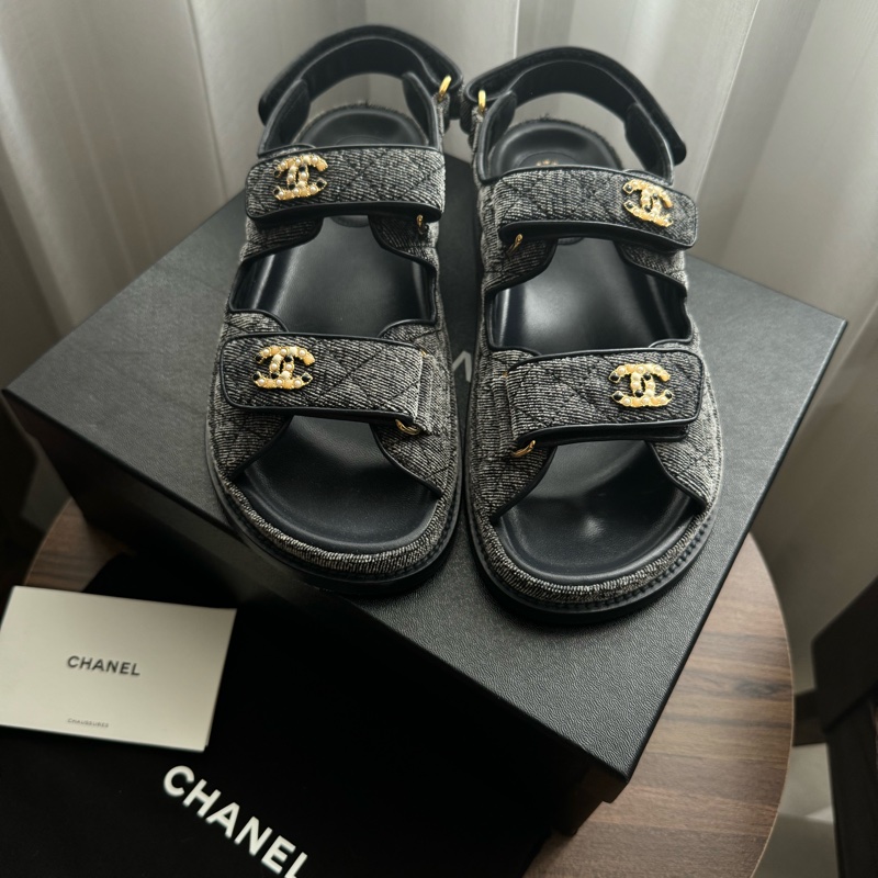 全新💫 CHANEL 單寧 牛仔老爹涼鞋（38碼）-5