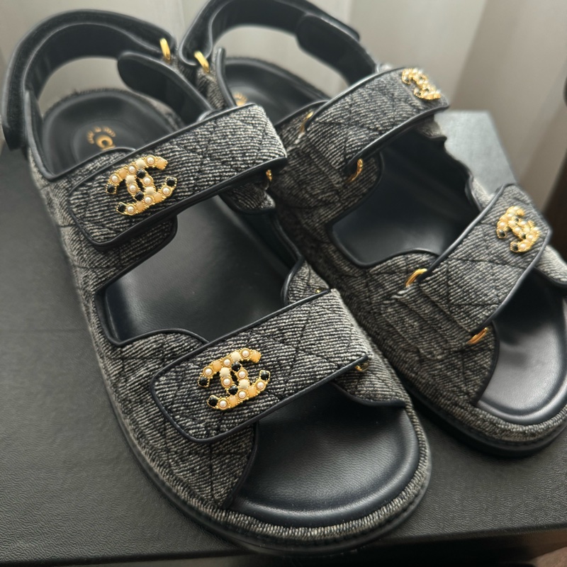 全新💫 CHANEL 單寧 牛仔老爹涼鞋（38碼）-6