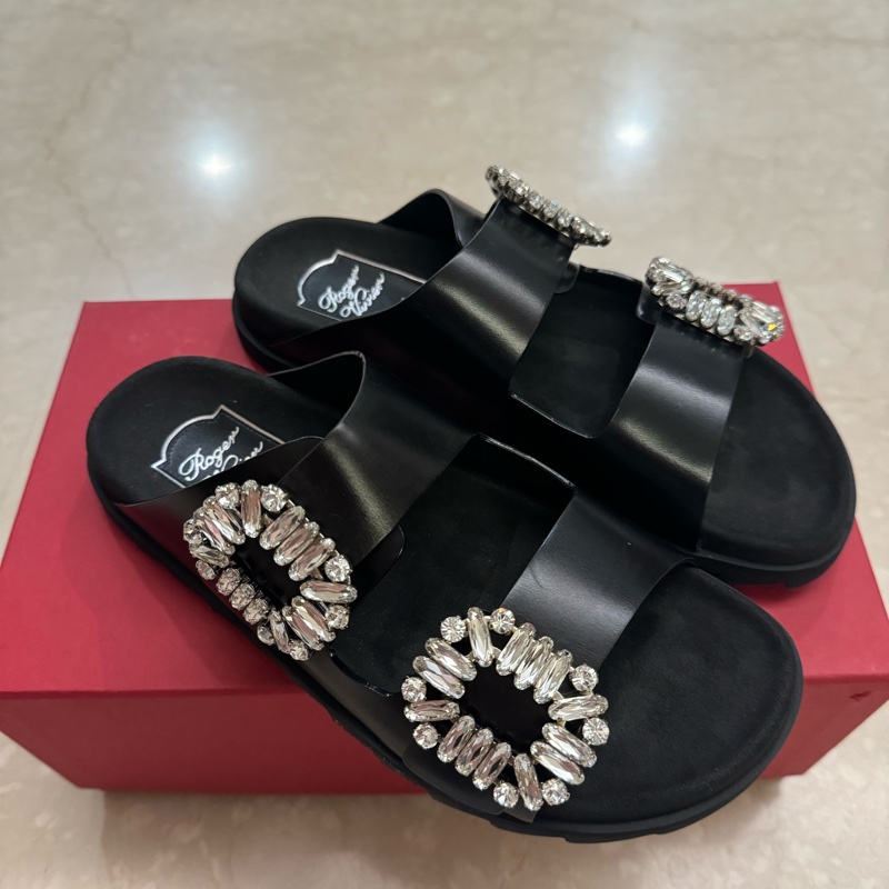全新Roger vivier 水鑽勃肯拖鞋/涼鞋36號-1