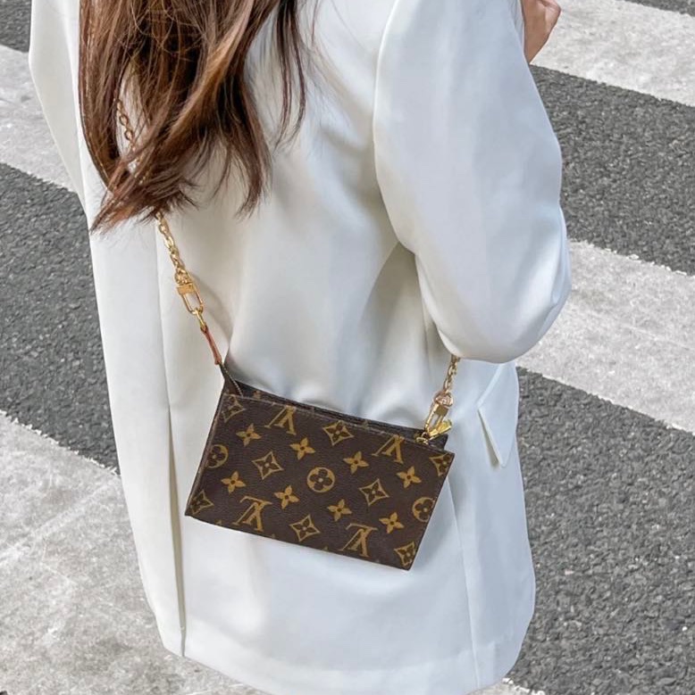 Louis Vuitton 老花單肩包麻將包鏈條包 手機也可以裝-3