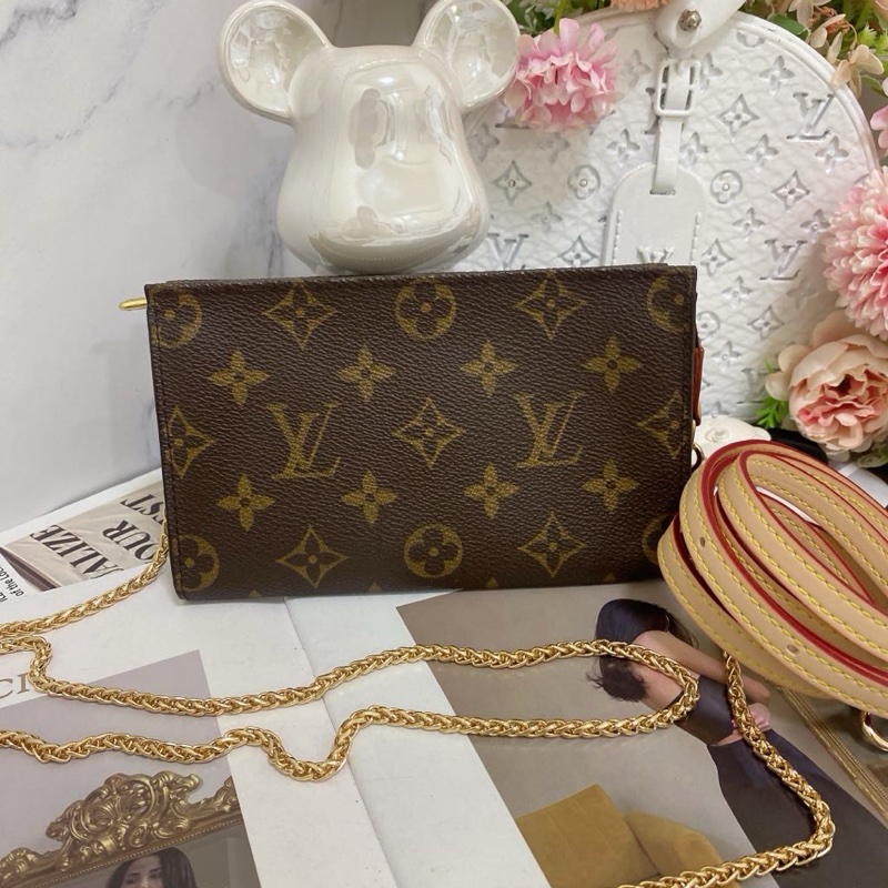 Louis Vuitton 老花單肩包麻將包鏈條包 手機也可以裝-5