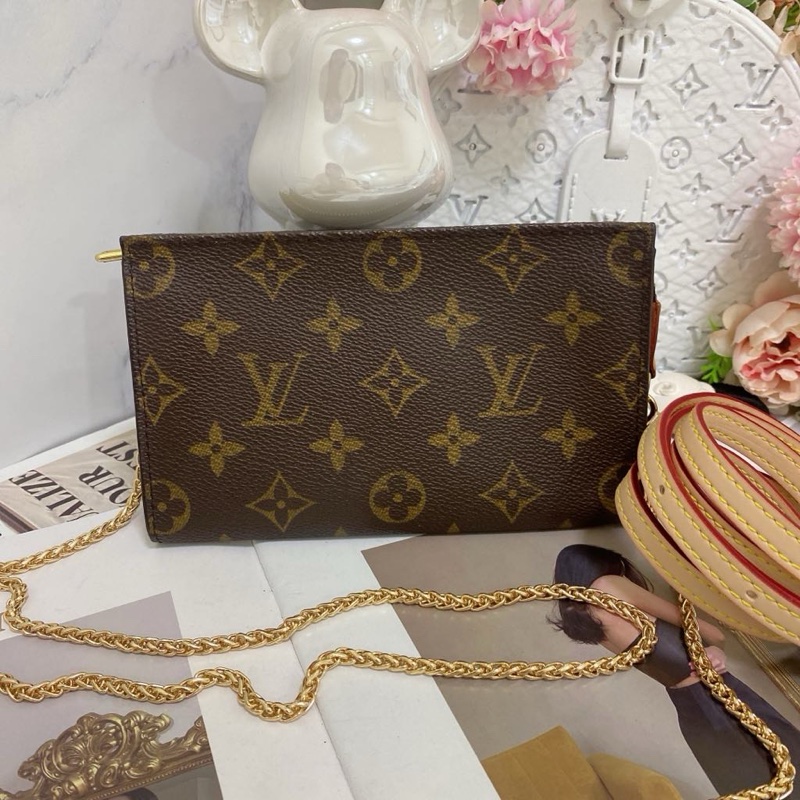 Louis Vuitton 老花單肩包麻將包鏈條包 手機也可以裝-6