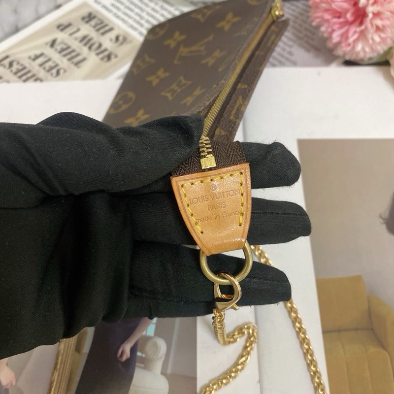 Louis Vuitton 老花單肩包麻將包鏈條包 手機也可以裝-13