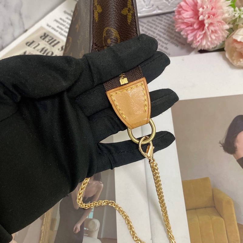 Louis Vuitton 老花單肩包麻將包鏈條包 手機也可以裝-14