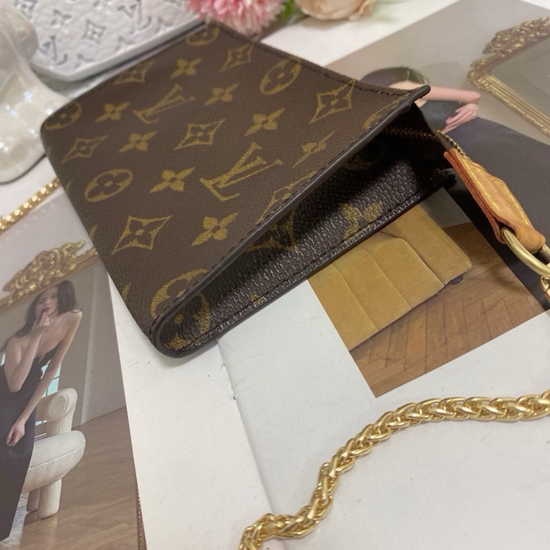 Louis Vuitton 老花單肩包麻將包鏈條包 手機也可以裝-15