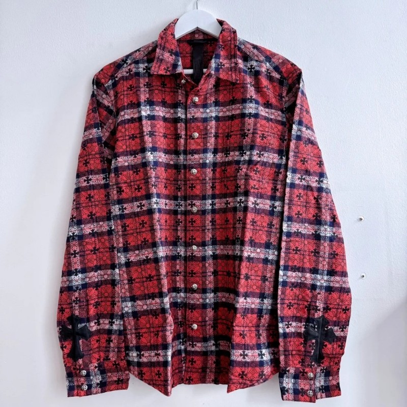 Chrome Hearts 克羅心 十字印花 紅格襯衫(男女同款)-0